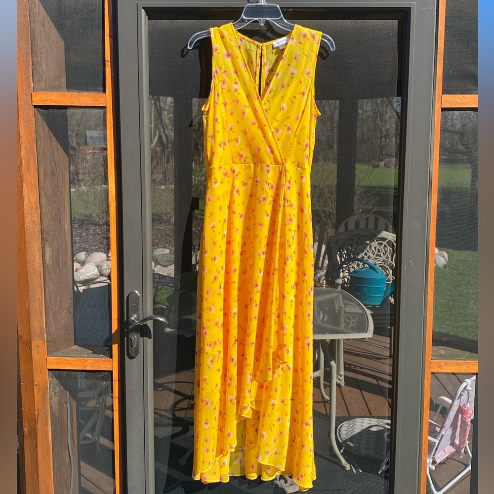 Calvin Klein lined high low dress